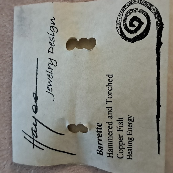 Artisan hand hammered and torched healing energy Copper Fish barrette - Picture 2 of 5